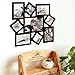 Adeco 9 Openings Decorative Black wood Wall hanging Collage Picture Linear Collage Picture Photo Frame - Made to Display Four 3x3, Two 3.5x5, Two 5x3.5, and One 5x7 photos
