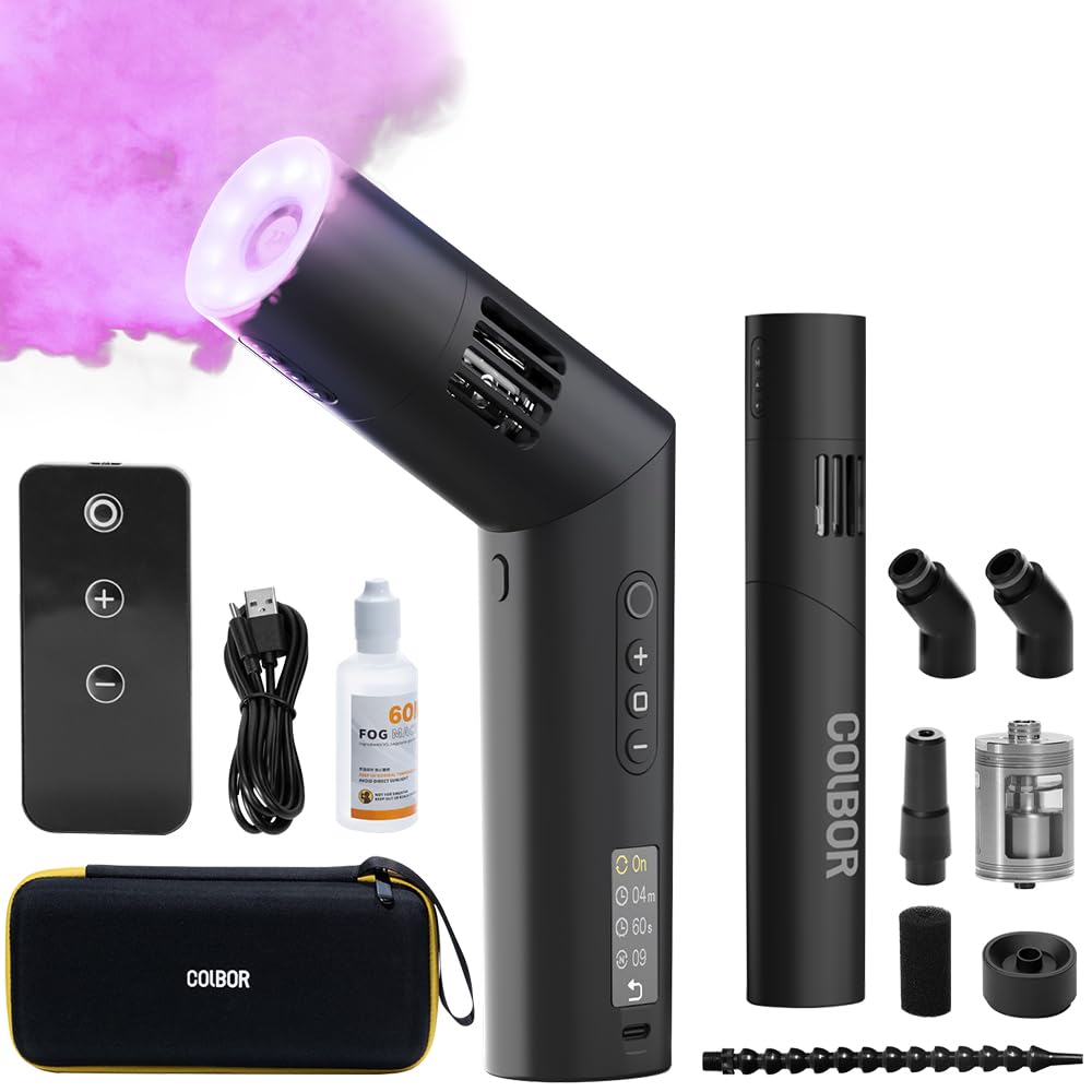 Photo 1 of COLBOR CF5 40W Portable Fog Machine with Remote Control, Rechargeable Handheld Smoke Machine for Photography/Halloween/Cosplay, Mini Fogger with RGB Lighting & Tyndall Effect (Indoor/Outdoor Use)