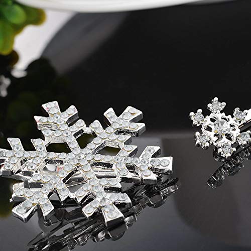 MJartoria Christmas Blue Rhinestone Snowflake Hair Clip Hairpin Elsa (White - snowflake)