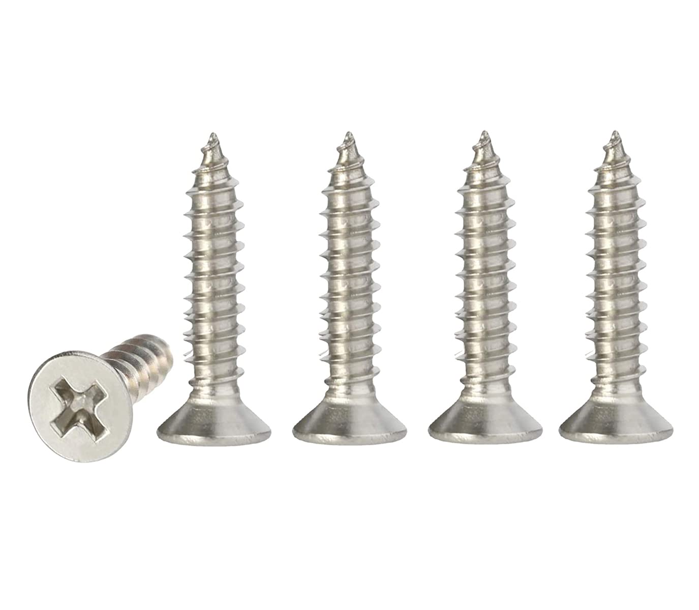 M4 Stainless Steel Self Tapping Screws,100pcs M4 X 20mm Phillips Flat Head Wood Srews DIY Woodworking Screws with Box (M4 X 20mm 100 PCS)