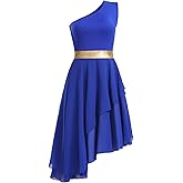 ZYACTU Women's Praise Dance Dress One Shoulder Liturgical Worship Overlays Dress Irregular Hem Lyrical Dancewear