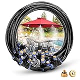 HomeNote Outdoor Misting Cooling System 59FT (18M) Misting Line + 26 Brass Mist Nozzles + a Brass Adapter(3/4) For Patio Garden Greenhouse Trampoline for waterpark