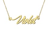 Aoloshow Violet Name Charm Necklace for Womens 18k