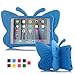 iPad mini case for kids, Feitenn Non-toxic Light weight 3D Cartoon Butterfly EVA Shockproof Drop proof Stand Case for Ipad Mini / Mini 2 / Mini 3/ Mini 4 case (Blue)