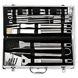 BBQ Grill Tool Set With 17 Piece Heavy Duty Stainless Steel Barbecue Accessories Premium Complete Outdoor Grilling Utensils Set Fits For Flat Top Cooking Camping Teppanyaki Grills And Griddle