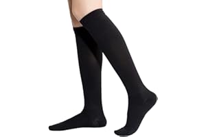 TOFLY® Compression Stockings (Pair), Grade Firm Support 20-30mmHg, Opaque, Unisex, Close-Toe Knee High Compression Socks for Varicose Veins, Edema, Shin Splints, Nursing, Travel, Black L