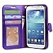 S4 Case, Arae Samsung Galaxy S4 Wallet case, [Wrist Strap] Flip Folio [Kickstand Feature] PU Leather Wallet case with ID&Credit Card Pockets for Samsung Galaxy S4 I9500 (Purple)