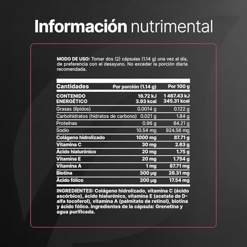 Péptidos de Colágeno Hidrolizado 200 Cápsulas | Potenciado con Biotina y Vitamina C para Piel, Cabello y Uñas | Collagen Blend B Life.