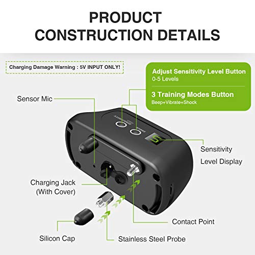 Dog Bark Collar, Rechargeable Bark Collar with Beep Vibration and Shock, Dog Bark Collar for Small Medium Large Dogs - Image 3