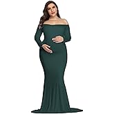 YnimioAOX Maternity Photoshoot Dress Long Sleeve Elegant Maxi Photography Dress Slim Stretchy Gowns
