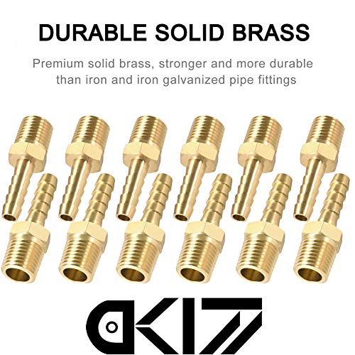 Brass 1/4" Barb X 1/4" NPT Male End Air Hose Pipe Fitting Threaded Connector Adapter, Pack of 12 - Thumbnail 2