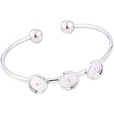 Reidgaller 5pcs Bendable Cuff Bracelet Base Blanks Fit 8mm Cabochon Bracelets Bangle Bezel Setting Trays Diy Jewelry Making Findings