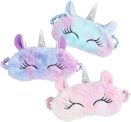 Amazon Com Shinywear Antifaz Para Dormir Con Diseno De Animal Suave De Felpa Para Mujeres Ninas Ninos Divertido Con Cuernos Para Dormir Para Viajar Para El Hogar 3 Unidades Unicornios Sonrientes Health