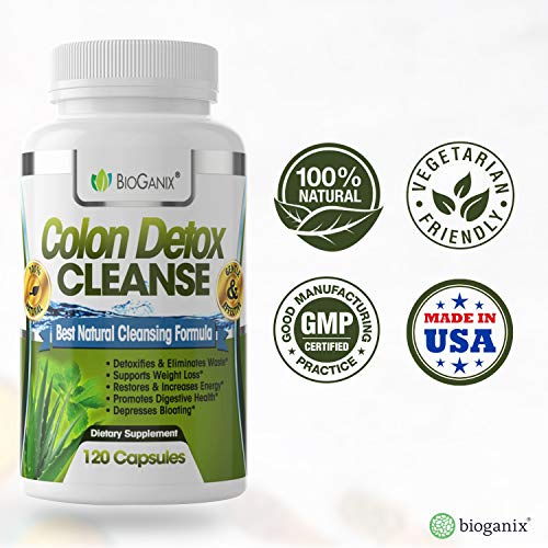 Bioganix Colon Detox and Weight Loss Supplement with Herbal Formula for Adults, 120 Capsules