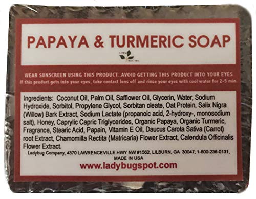 1 BAR - Natural Handmade Papaya Turmeric Skin Lightening Soap for Acne Scars, Age Spot, Liver Spot, 6 oz Bar 1 BAR - Natural Handmade Papaya Turmeric Skin Lightening Soap for Acne Scars, Age Spot, Liver Spot, 6 oz Bar