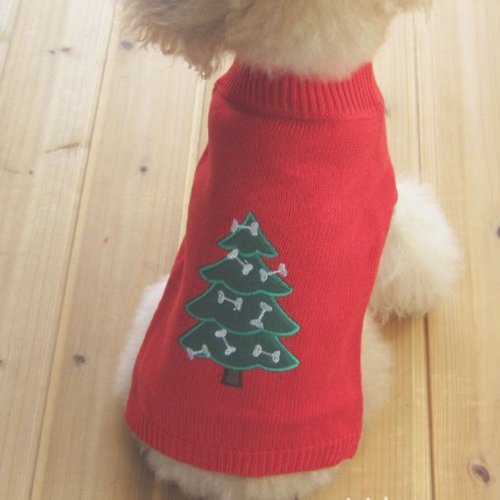 Tangpan Red Christmas Tree Print Turtleneck Classic Pet Clothes Dog Sweater