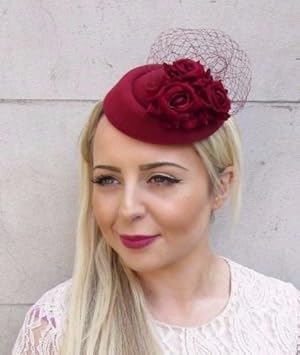 burgundy pillbox hat