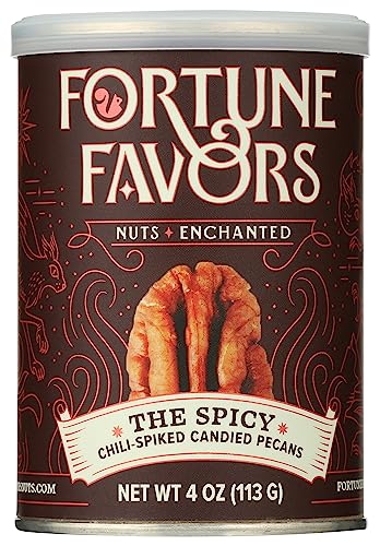 Fortune Favors Candied Pecans, Sweet and Salty Snack, Hand Crafted in Small Batches, USA-Grown (4oz, Spicy) at Amazon