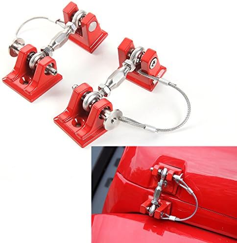 Stainless Steel Latch Black Locking Hood Catch Kit for Jeep JK Wrangler 2007-2017 ,1 Pair(Vintage style,Red)