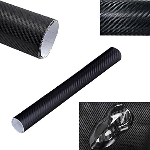 YUNGUI 3D Black Carbon Fiber Vinyl Wrap Sticker,Automotive Car Wrap Film Air Release Bubble Self-adhesive DIY Vinyl Roll,127cm x 30cm