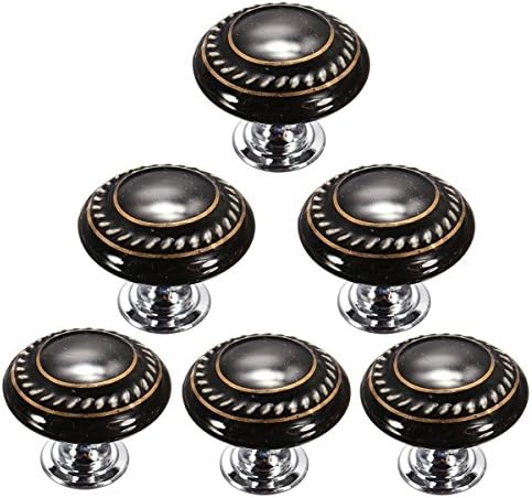 Black Retro Style Round Ceramic Door Knob Kitchen Cabinet Drawer Cupboard Locker Pull Handle Furniture Cabinet Pull Handle Hardware by Choubao - 6PCS