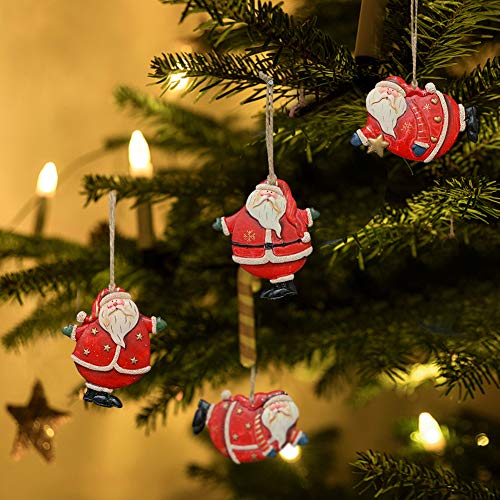WHY Decor Cute Resin Santa Claus Tree Ornament Decorative Hanging Santa Claus  Decoration Santa Claus ornament Xmas Ornament Holiday Decor for Home Party Set of 6 - Thumbnail 2