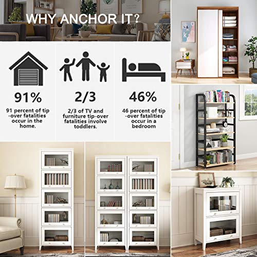 Furniture Straps,12 Pack Baby Proofing Anti Tip Furniture Anchors Kit, Cabinet Wall Anchor, Adjustable Child Safety Straps Protect Toddlers & Pet from Falling Furniture