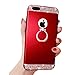 Bonice iPhone 7 Plus Case, Diamond Glitter Luxury Crystal Rhinestone Soft Rubber Bumper Bling Case with 360 Degree Rotating Ring Grip/Stand Holder/Kickstand for iPhone 7 Plus - Red