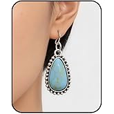 Turquoise Drop Dangle Earrings for Women,Silver Boho Teardrop Earring Hook Nature Stone Vintage Dainty Earrings Trendy Jewelry Gifts for Women