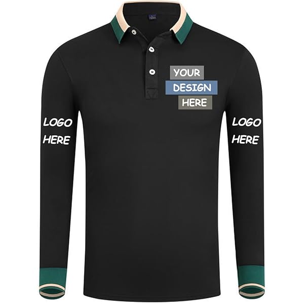 Amazon.com: Custom Long Sleeve Polo Shirt with Text Logo