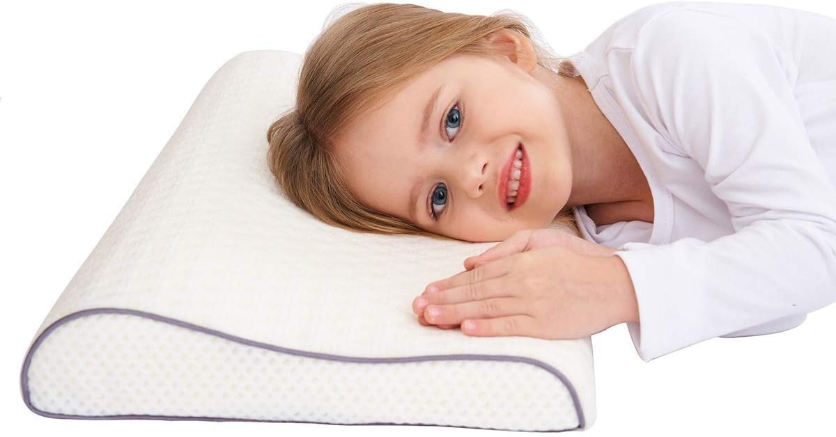 SIKAINI Health Children Pillow for Bed Sleep Hypoallergenic Memory Foam Children's Pillow Neck Protector for Kids (3-10 Years)