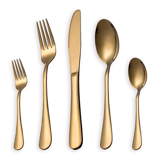 Ankamal Elec Besteck Set, Gold Besteck Set, Edelstahl Set Service für 6 Personen, 30 Stück Esszimmer Besteck Party, Bankett, 