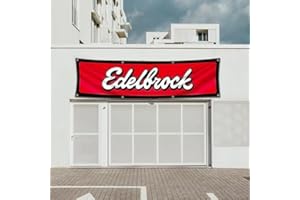 LCFHOME Flag for Edelbrock Racing Car Banner (2x8ft,Heavy Duty, Durable 150D Polyester) Brass Grommets For Outdoor Room Man C