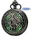 SEWOR Vintage Skeleton Flower Mens Pocket Watch Luminous Case Mechanical hand wind (Skeleton Black)