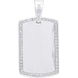 Sterling Silver Diamond Dog Tag Pendant 