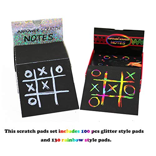 image for AxPower Two Packs Scratch Pads Art Crafts Notes for Kids, Glitter and 