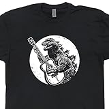 L - Dinosaur Playing Guitar T Shirts Giant Lizard Zeppelin Acoustic Led Retro Nirvana Electric Band Bass Mens Womens Youth Shirtmandude
