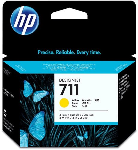 HP 711 Tri-pack Ink Cartridge - Yellow - Inkjet - 3 / Pack