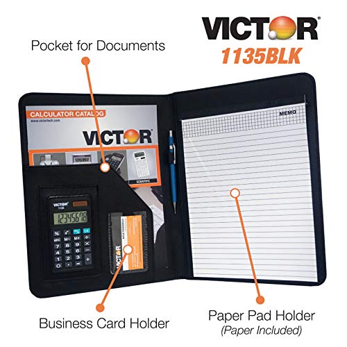 Victor-Deluxe-PadfolioResume-Portfolio-Folder-with-8-Digit-Calculator-Letter-Sized-Writing-Pad-Business-Card-Holder-Full-Width-Storage-Pocket