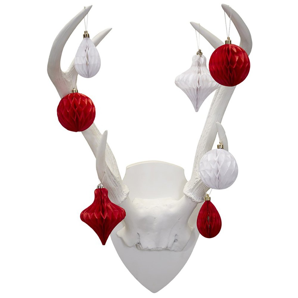 Ginger Ray Christmas Honeycomb Baubles Tree/Room Decorations x 12 - Vintage Noel