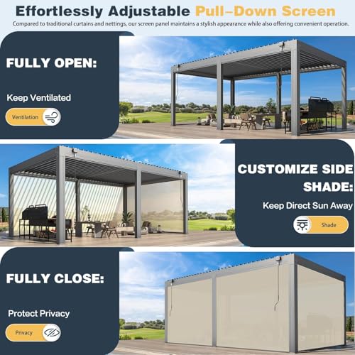 MELLCOM 12x20 Louvered Pergola Adjustable Roof w/Side Screens image 22