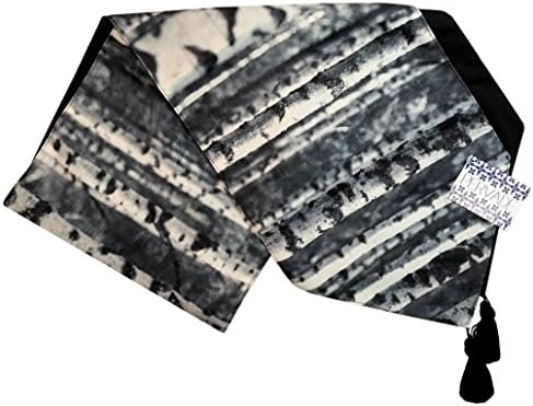 Manual Birch Bark Forest Lined Pervade Tablerunner SBFW72 13x72" Black White