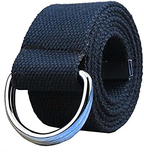 AIZESI Unisex Canvas Belt Webbing Double Loop D Ring Buckle Belt Long Jeans Belts for men women