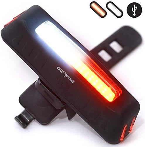 USB Rechargeable Bike Light Red or White LED glow or Flash 5 modes all in one Torch Flashlight Super Bright Taillight or Headlight for Cycling Safety set as Bicycle Helmet Rear Tail or Front Light