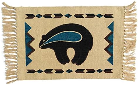 Southwest Cotton Stencil Placemats---Bear Black, Blue, Brown Silhouette