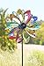 Plow & Hearth Solar LED Flower Wind Spinner, Metal, Multicolored, 21 1/2 in Dia. x 11 1/2 in D x 75 in H