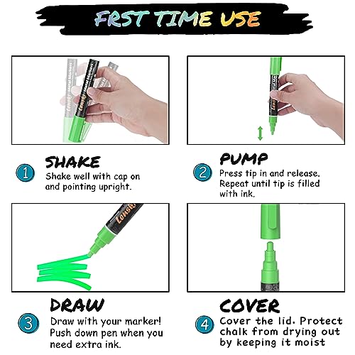 Lenski Chalk Pens for Windows, 21 Chalk Pens for Blackboard, Washable, 6 mm, Blackboard Pens, Chalk Markers, Window Pens, Washable Window Painting Pens, Glass Colouring Pens & Whiteboard Markers