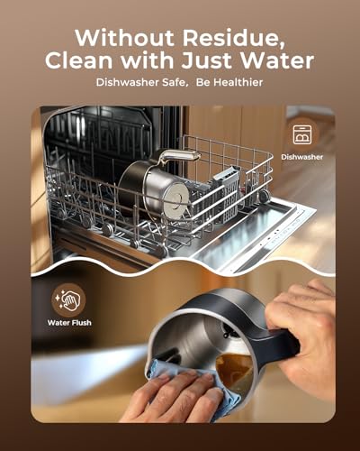 Milk Frother Electric - 8 in 1 Milk Steamer, 400 ml Automatic Hot and Cold Foam Maker for Lattes, Cappuccinos, Hot Chocolates and Oat Milk/Almond Milk, Auto Shut Off, Dishwasher Safe, Black