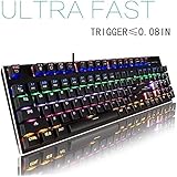 Magicelec Mechanical Keyboard with Blue Switches,104-Key Rainbow Gaming Keyboard with Preset and Customizable Lighting Effects for PC &amp; Mac Gamers