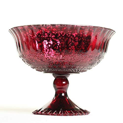 Koyal Wholesale Compote Bowl Centerpiece Mercury Glass Antique Pedestal